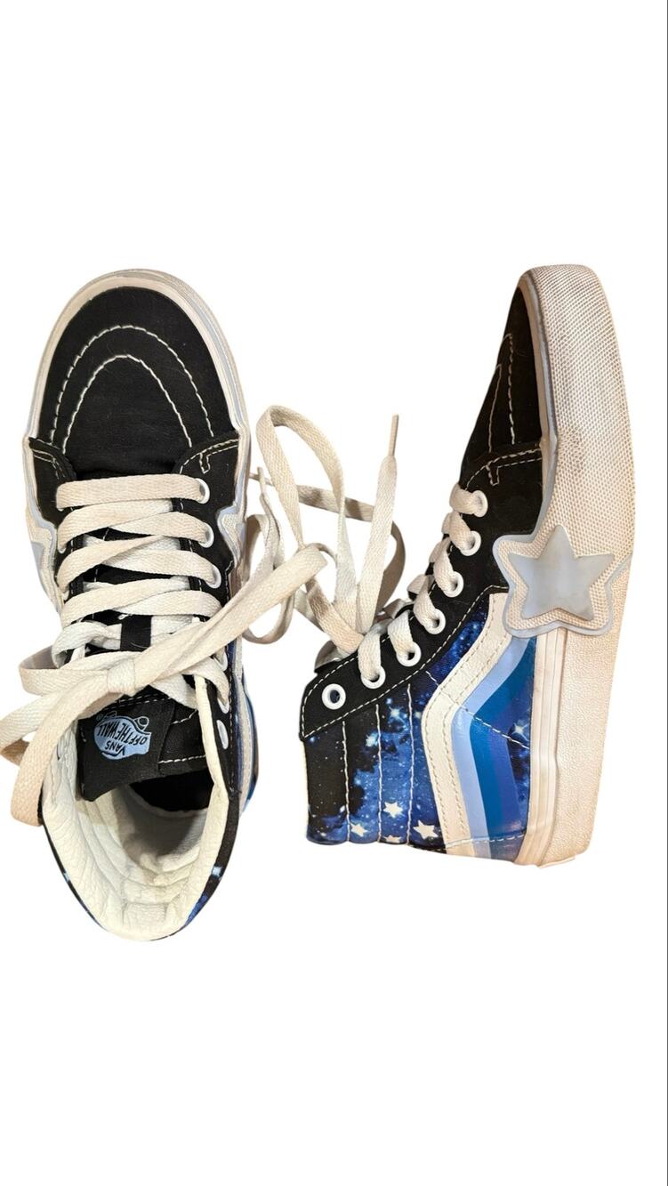 Vans Sk8-Hi Galaxy Blue Stripe Kids Size 1 High Top Sneakers